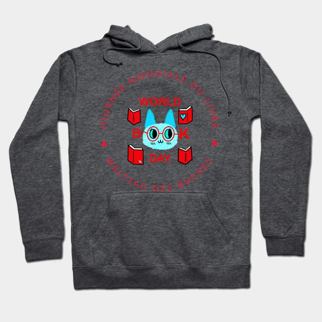 Welttag des Buches Katze World Book Day Cat DE GB FR Hoodie by chowlet